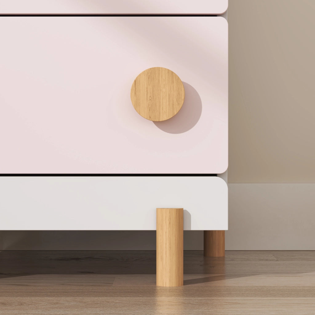 Comodino per Cameretta Vaarentaa con 2 Cassetti 47x40x35 cm - Bianco/Rosa [en.casa]