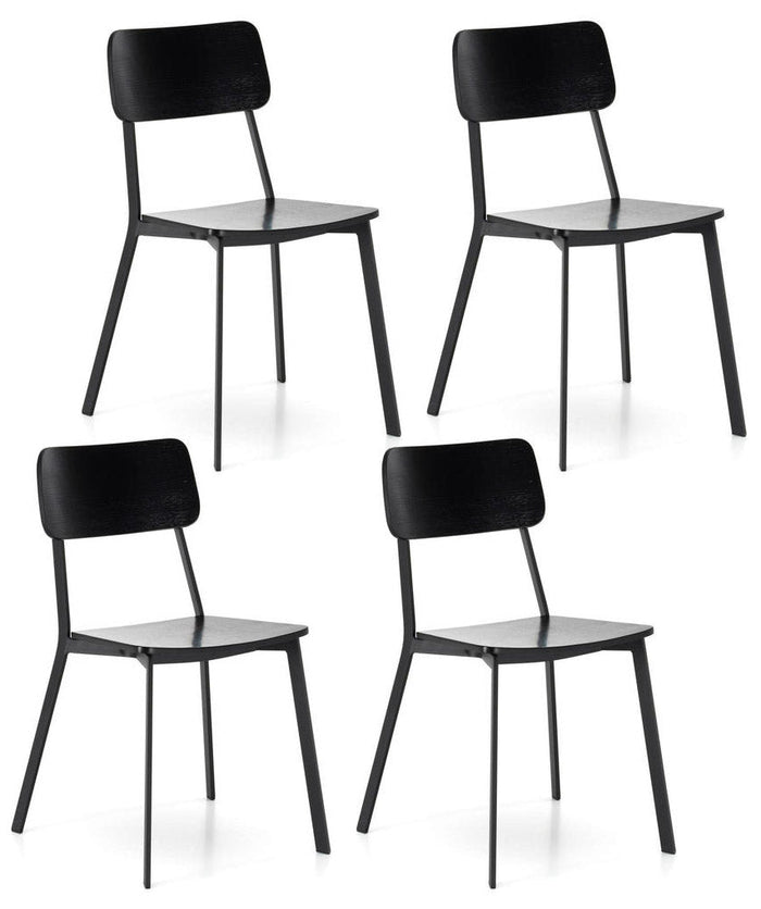 Set 4 Sedie 51x51,5xH82 cm in Legno e Metallo Woody Nero
