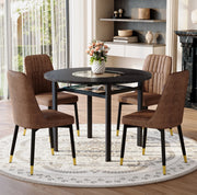 Set tavolo rotondo Ø100 cm con sedie marroni e struttura nera