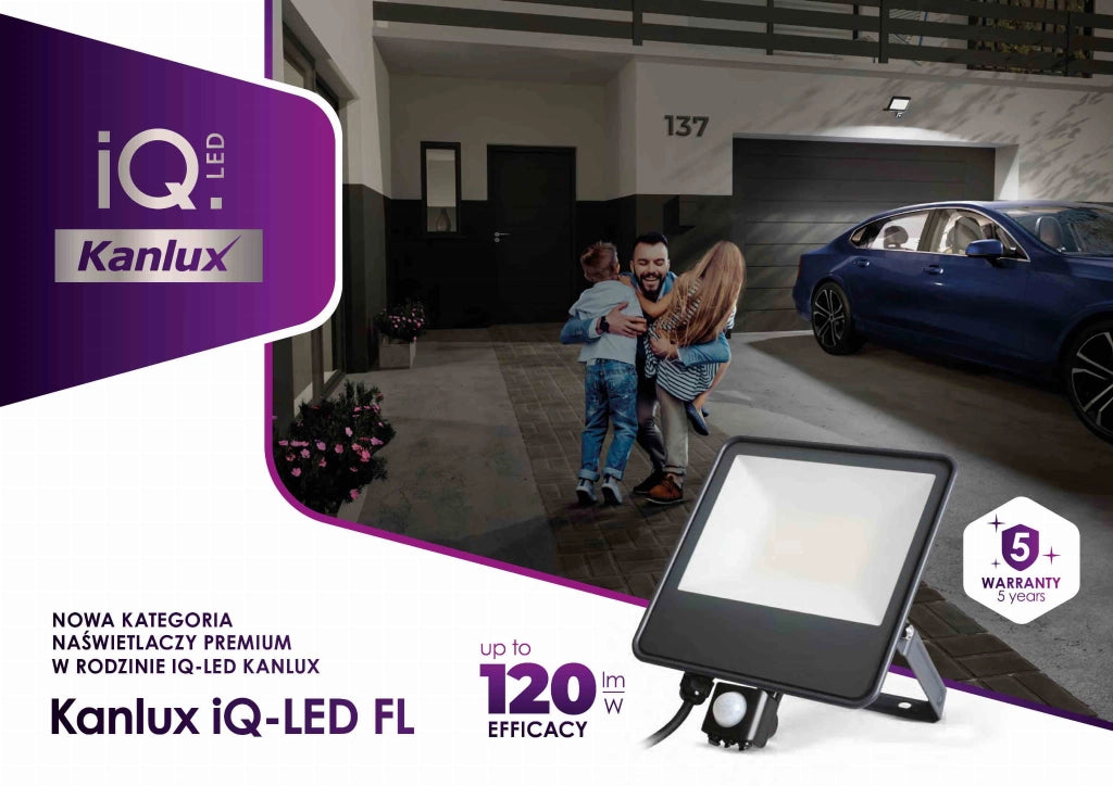 Faro LED esterno Kanlux IQ 50W 4000K IP65 6000lm nero