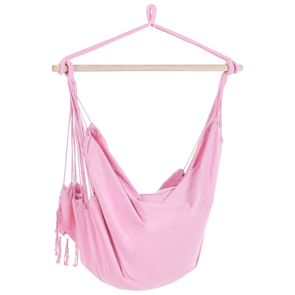 Sedia amaca a dondolo sospesa in cotone rosa per interni ed esterni in stile boho
