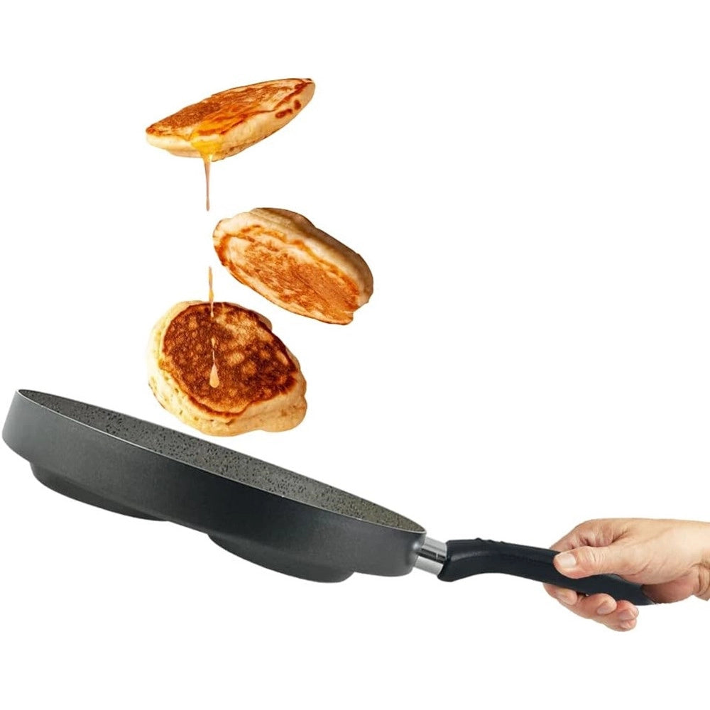 Trade Shop - Padella Per Pancake Con  4 Scomparti Tondi Antiaderente Antigraffio Da 28 Cm 037135m -