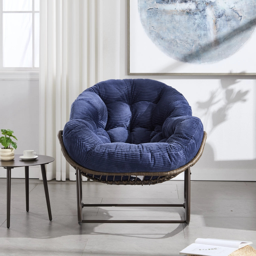 SEDIA A DONDOLO Oversize 78x106x90 cm Blu navy Rattan sintetico e acciaio