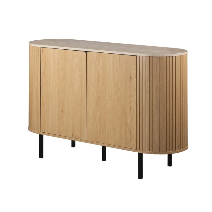 Madia Fabia01A colore rovere oak con top effetto travertino e laterali listellati 120 cm