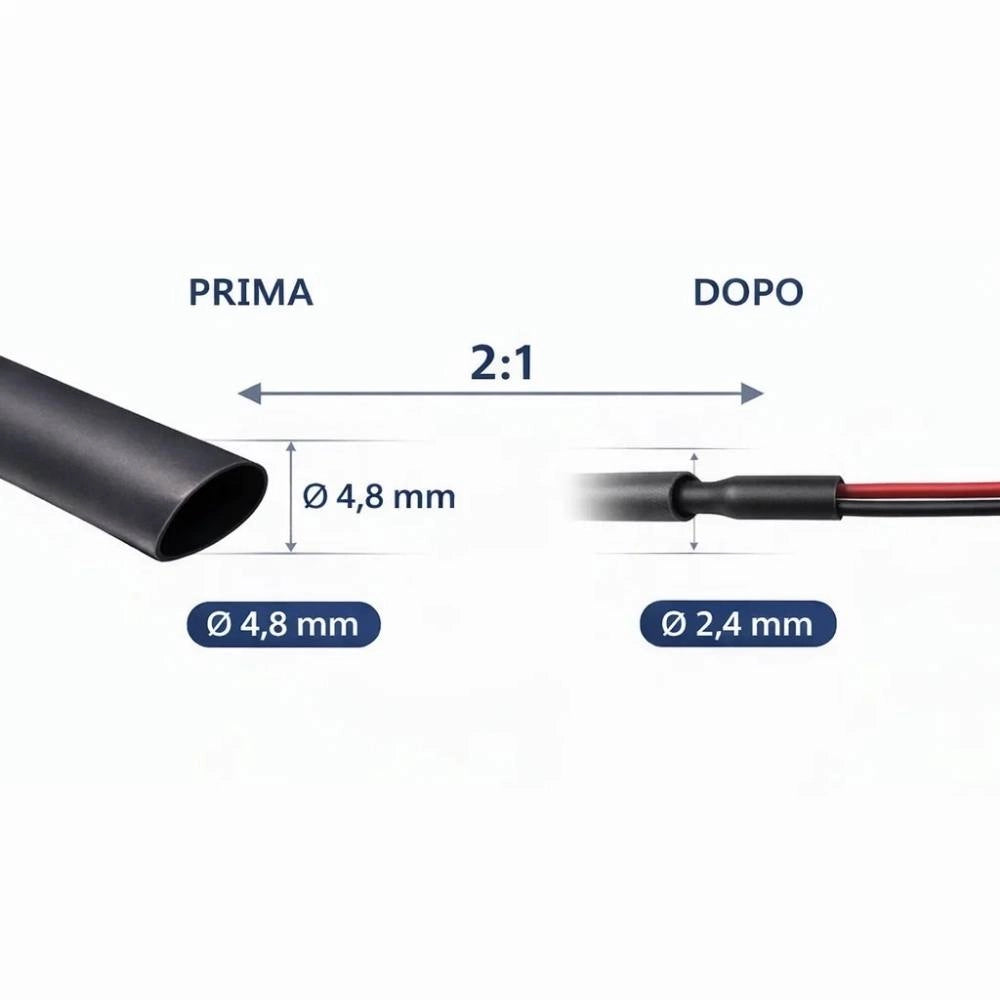 Raytech rgpo-b guaina termorestringente nera 1,2 m poliolefina reticolata *** diametro 4,8 millimetri , confezione 1