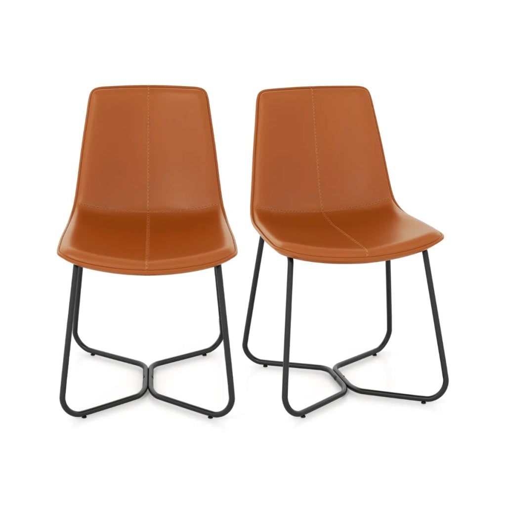 Set di 2 sedie da pranzo 57 x 48 x 83 cm comfort ergonomico stile vintage moderno similpelle marrone 20_0011785
