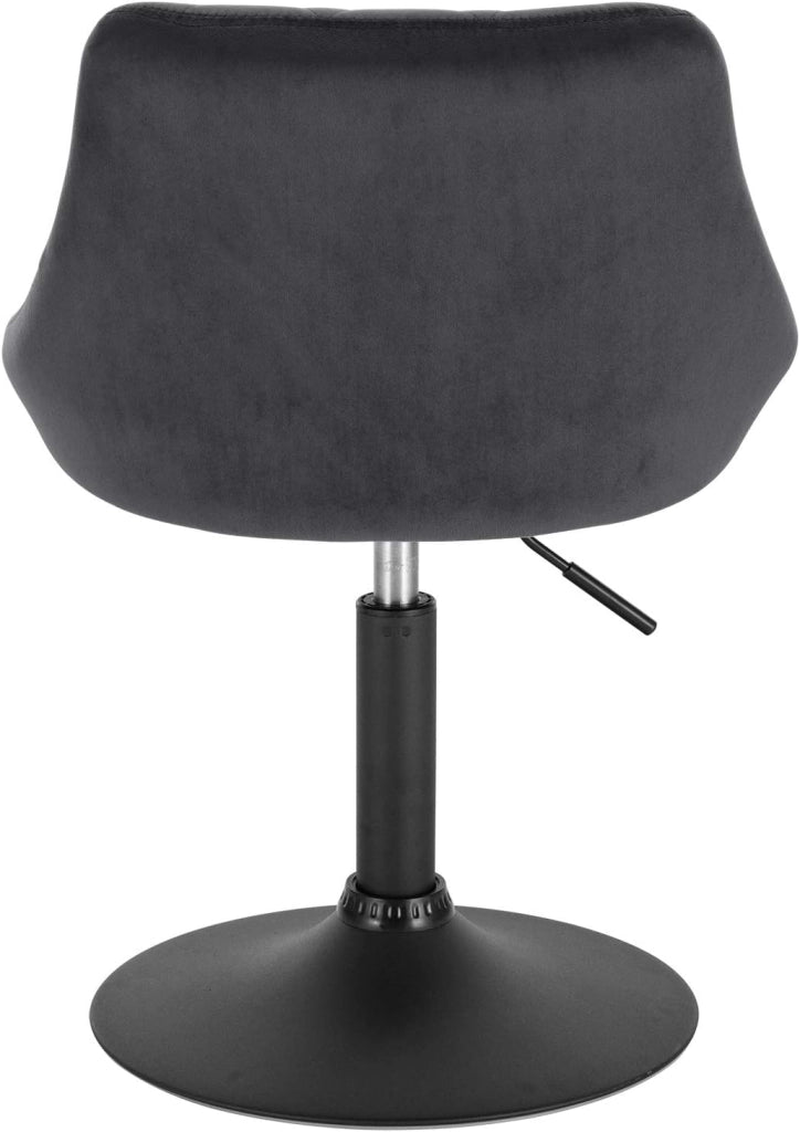 Set di 2 Casa Sedia Alta per Cucina con Schienale in Velluto, senza Poggiapiedi, l'altezza può essere regolata tra 42-58 cm, Grigio Scuro, BH242dgr-2