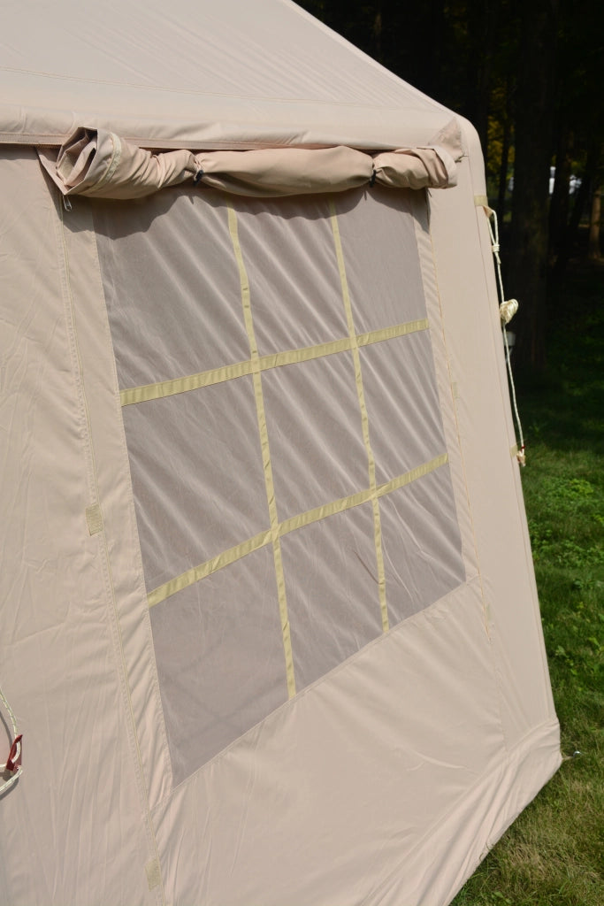Gazebo da giardino gonfiabile con telaio a trave, finestre a zanzariera, per campeggio familiare, in poliestere beige