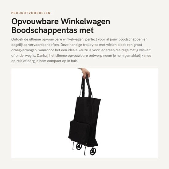 Carrello da Spesa Grande Capacità - Ripiegabile - Carrello con Ruote - Trolley - Maniglie Portatili - Pneumatici di Supporto - Carrello da Spesa