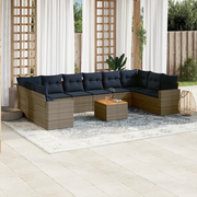 Set Divani da Giardino 11 pz con Cuscini in Polyrattan Grigio 3256628