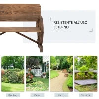 Panca da Giardino 2 Posti con Schienale Alto, in Legno di Abete, 114x58x80 cm, Marrone