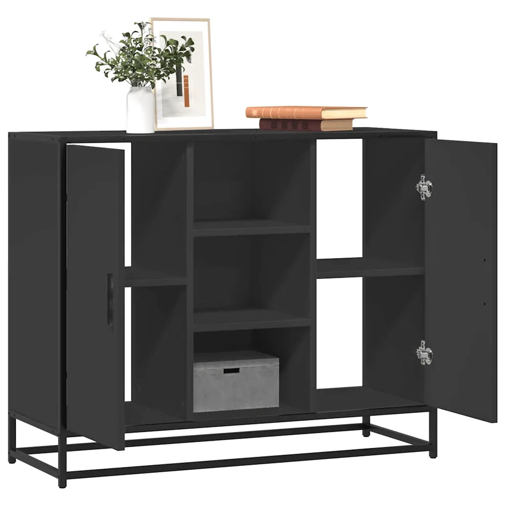 Credenza | Madia | Buffet da pranzo | Armadio da pranzo Nera 92x35x76 cm in Legno Multistrato