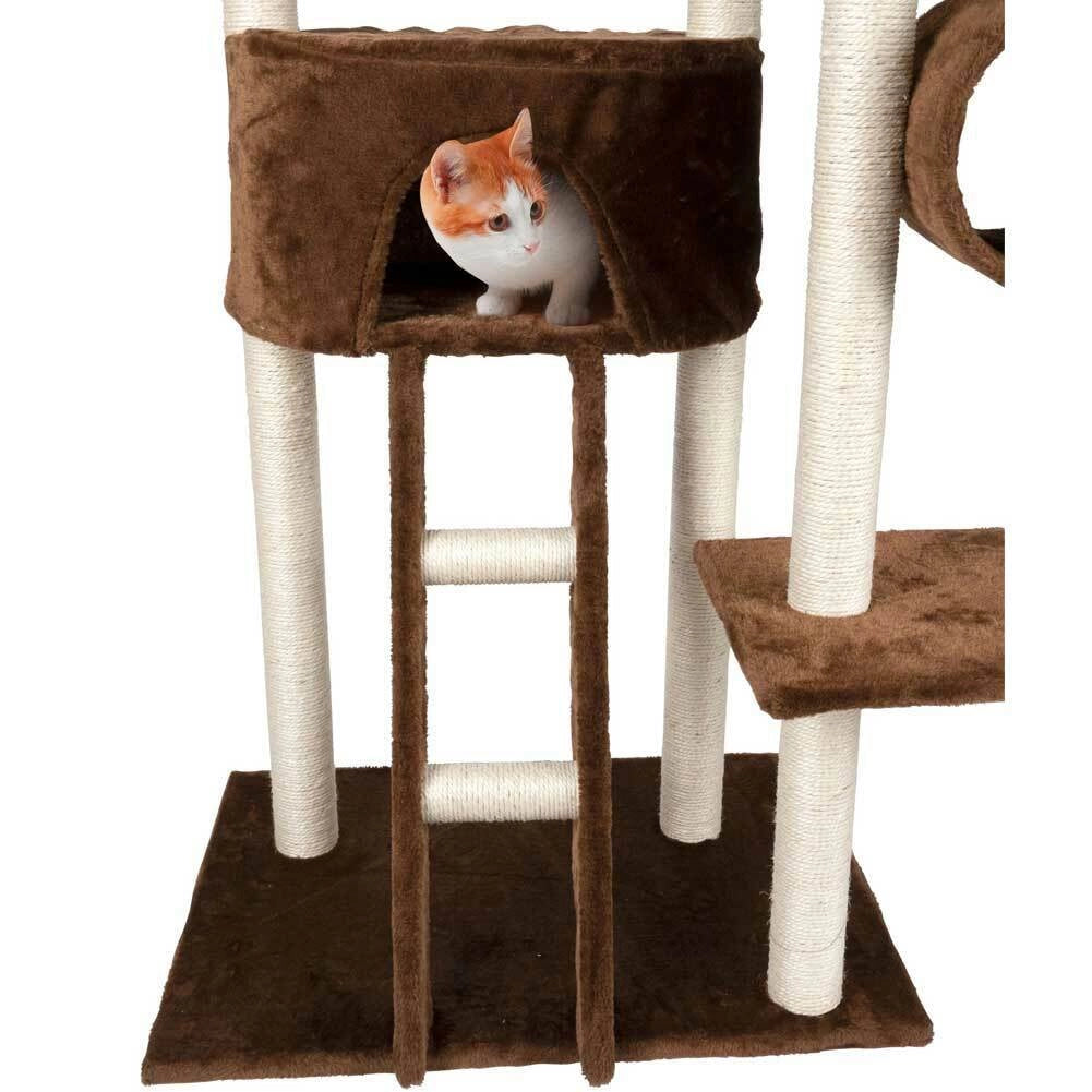 Tiragraffi Albero Gatti in Sisal Parco Giochi Tira Graffi 50x70 H 165cm Marrone Beige