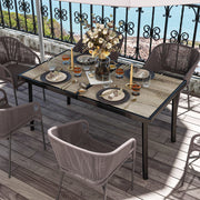 TAVOLO DA GIARDINO 145 x 85 cm Grigio in Acciaio e Plastica per 6 Persone