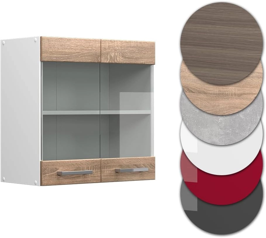 Mobile da cucina in vetro R-Line, Sonoma, 60 cm, per la libera combinazione all'interno di sistemi cucina modulari