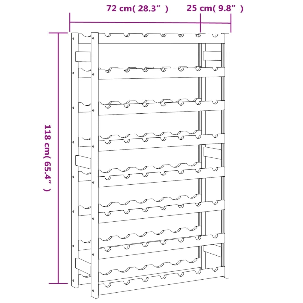 Portabottiglie per 56 Bottiglie Nero Legno Massello di Pino 373404