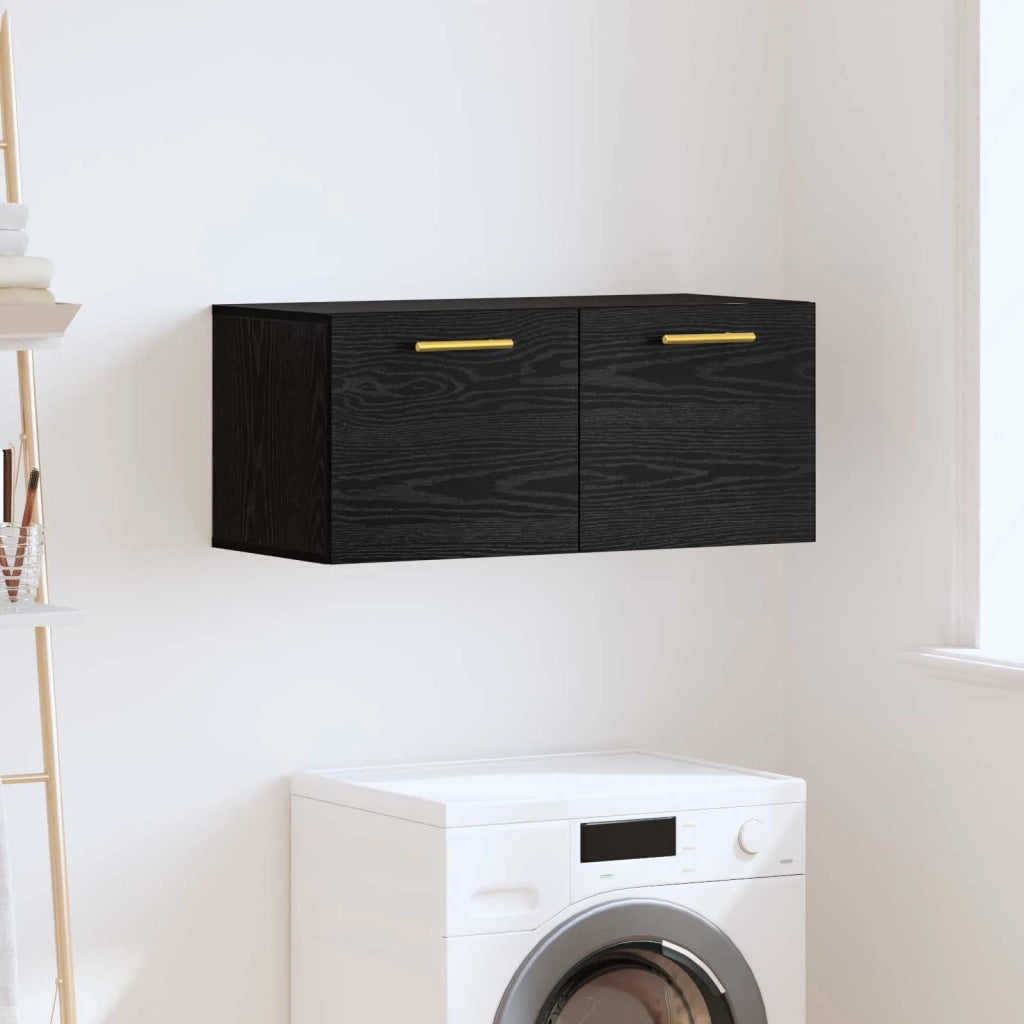 Armadietto a Muro | Mobile a Parete Rovere nero 80 x 36.5 x 35 cm