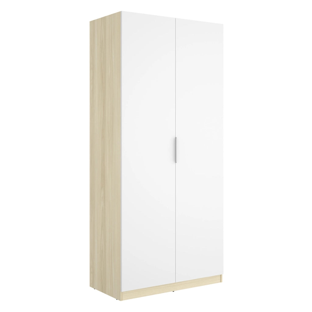 Armadio Camera da Letto Tulot, Guardaroba 2 Ante Appendiabiti, 51x204h cm Bianco
