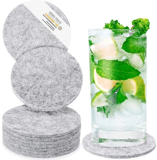 Design vilten sottozucche, rotondi o quadrati, per bicchieri 

- Materiale: Oekotex
- Sottozucche per bicchieri, candele, tazze, bar, vetro
- Decorazione da tavola
- Set da 10 sottozucche