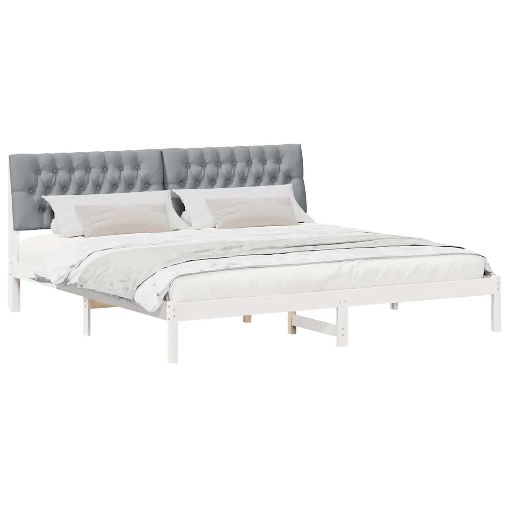 Letto con Testiera Rivestita-Struttura Letto con Testiera Bianco 200 x 200 cm
