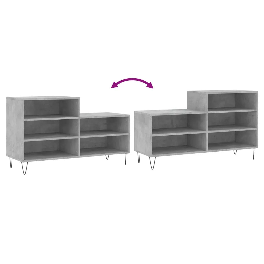 Scarpiera | Mobile per scarpe Grigio Cemento 102x36x60 cm in Legno Multistrato