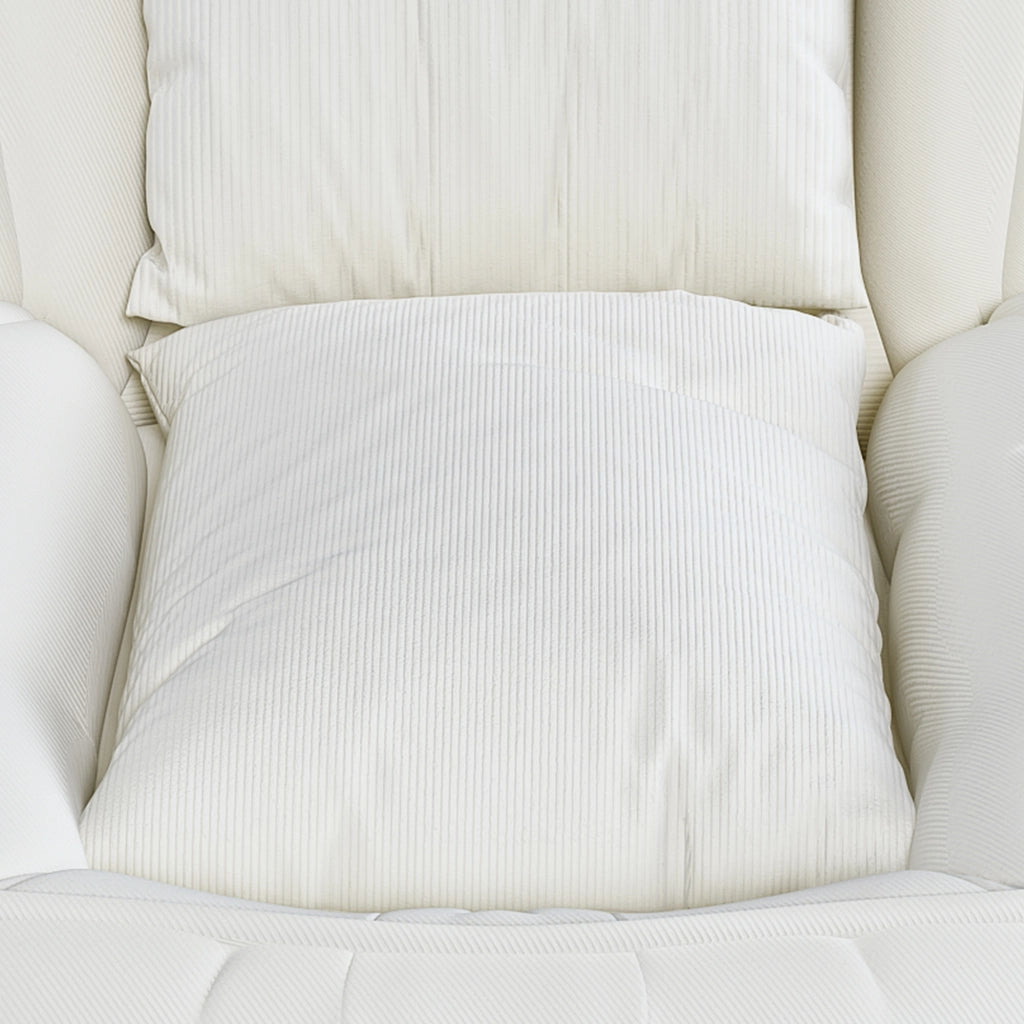 Divano letto pieghevole ergonomico con schienale regolabile a 5 posizioni e 2 cuscini in tessuto bianco sporco