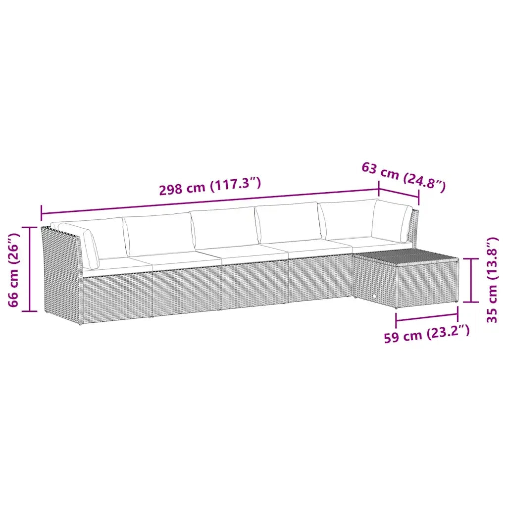 Set Divani da Giardino 4 pz con Cuscini in Polyrattan Grigio 44723