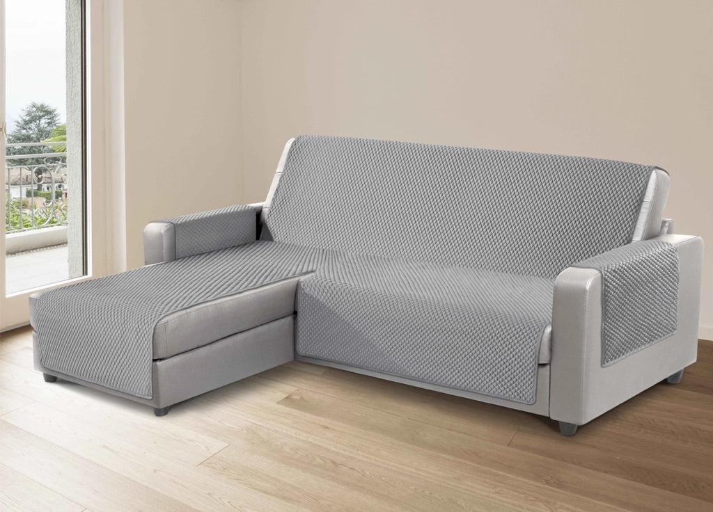 Copridivano Per Divani Con Penisola Lato Destro Modello Sphere Grigio - 280 cm - Grigio