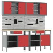 Set banco da lavoro con cassetto 8 pcs Rosso e Grigio 3321497