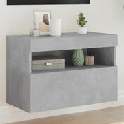 Mobile TV a Parete con Luci LED-Mobile TV a Muro Grigio Cemento 60x30x40 cm