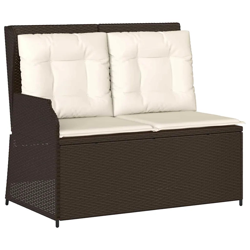 vidaXL Panchina da giardino con cuscino Marrone Poly Rattan