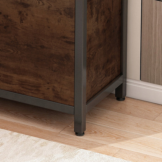 Armadio per scarpe retrò con seduta, capiente, ripiano apribile, legno