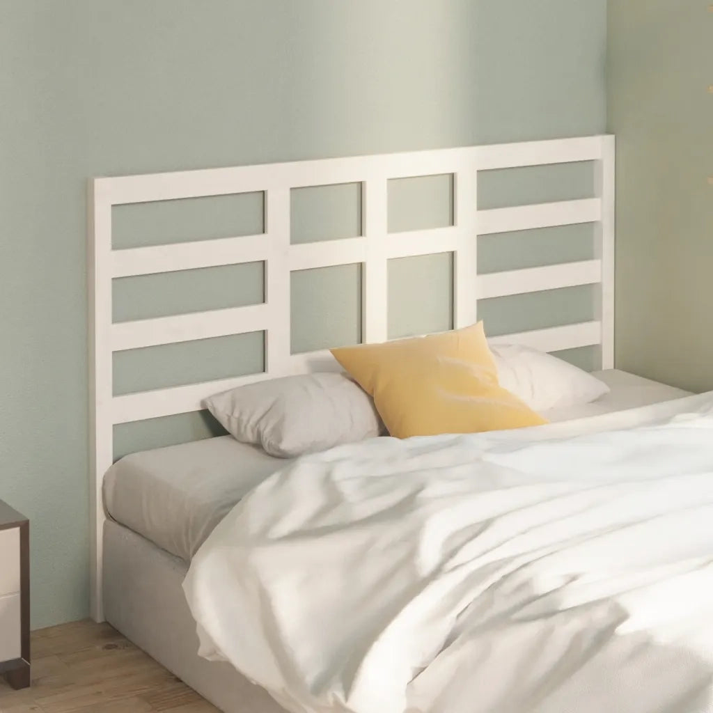 Testiera per Letto-Testata-Testiera Decorativa Bianca 146x4x104cm in Legno Massello di Pino 673656
