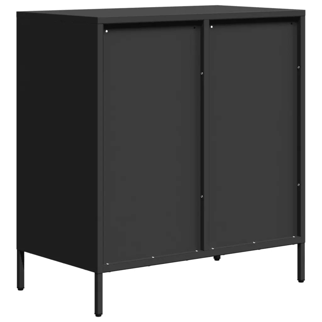 Credenza Nera 68x39x73,5 cm in Acciaio Laminato a Freddo