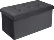 Panche contenitore per ingresso Cassapanca Pieghevole Ottomane in velluto, Max Portata Statica di 300 kg, 80 L, 76x37,5x38 cm Grigio