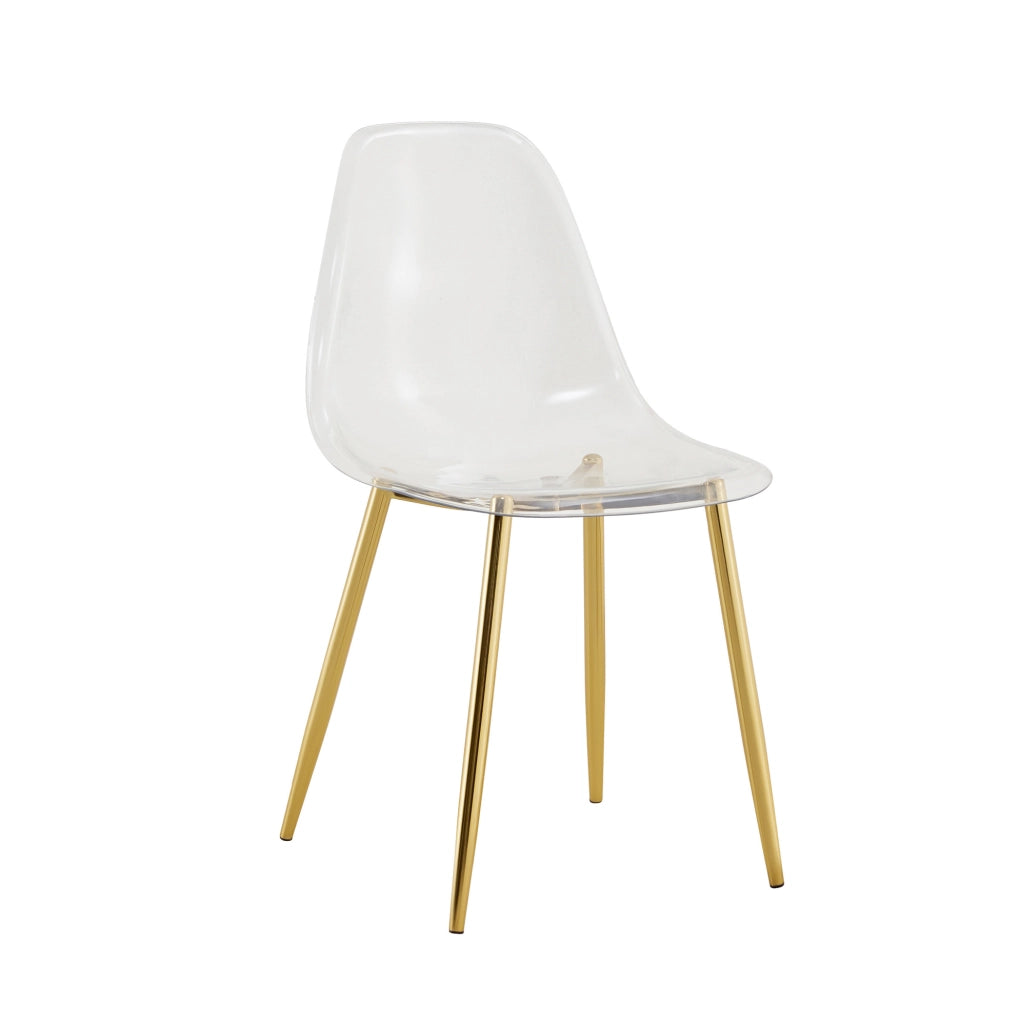 Set 4 sedie da pranzo trasparenti con gambe in metallo oro; 83 cm; plastica e metallo