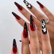 Nageli per Halloween - Cassetta di Nastri con Nastri Lunghi Nero Rosso a Forma di Cuore - 24 pezzi per Ragazze
