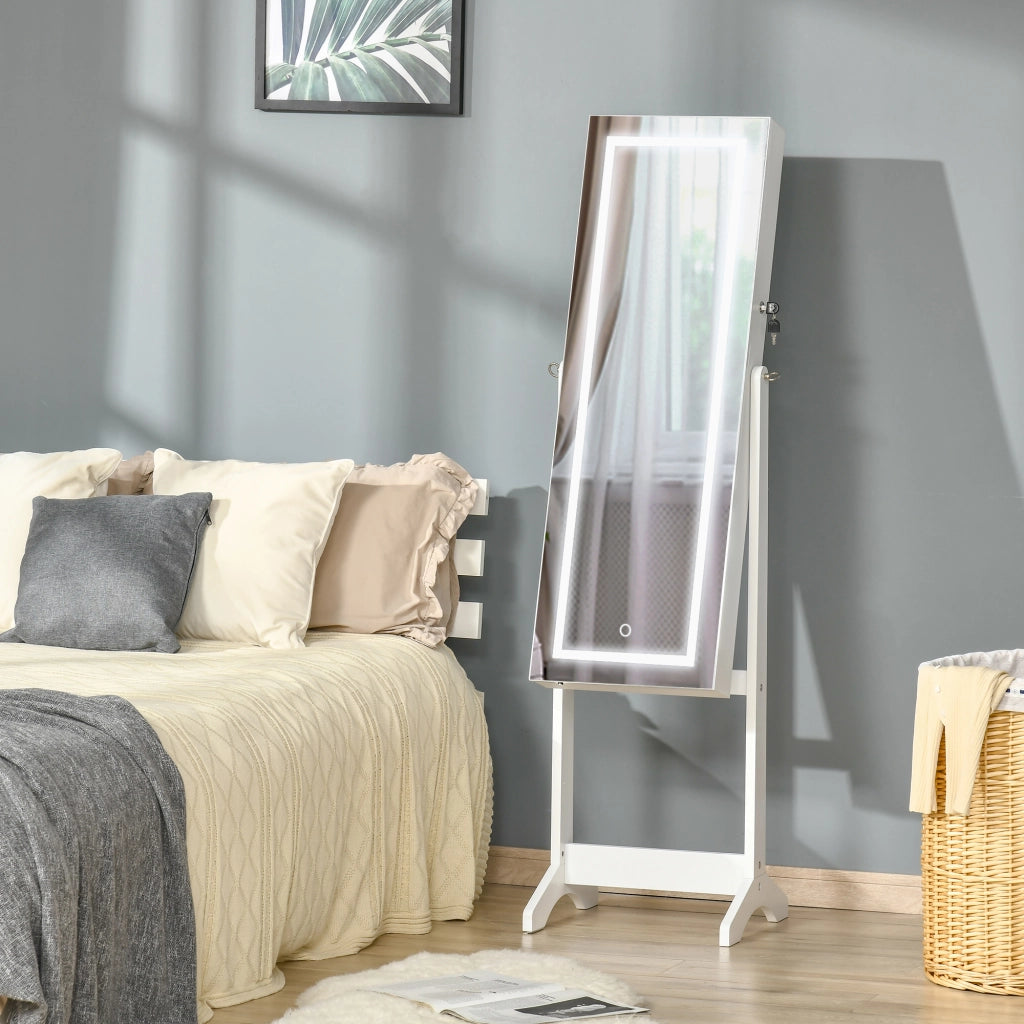 Specchio Portagioie con Luce LED ¨C zephmum ¨C Bianco 46x36.5x151.5cm
