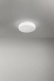 Plafoniera LED a soffitto in vetro soffiato bianco satinato, dimmerabile CCT 3000K-4000K, potenza 18W, diametro 30 cm, alta efficienza - Perenz