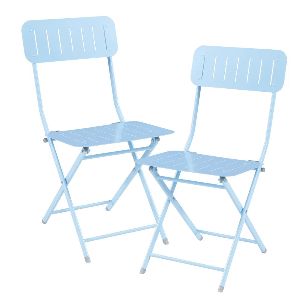 Set di 2 sedie pieghevoli da esterno per giardino campeggio e patio acciaio azzurro cielo 03_0009651