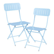 Set di 2 sedie pieghevoli da esterno per giardino campeggio e patio acciaio azzurro cielo 03_0009651