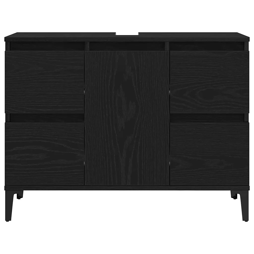Armadio per Lavabo da Bagno Rovere Nero 80 x 33 x 60 cm 862814