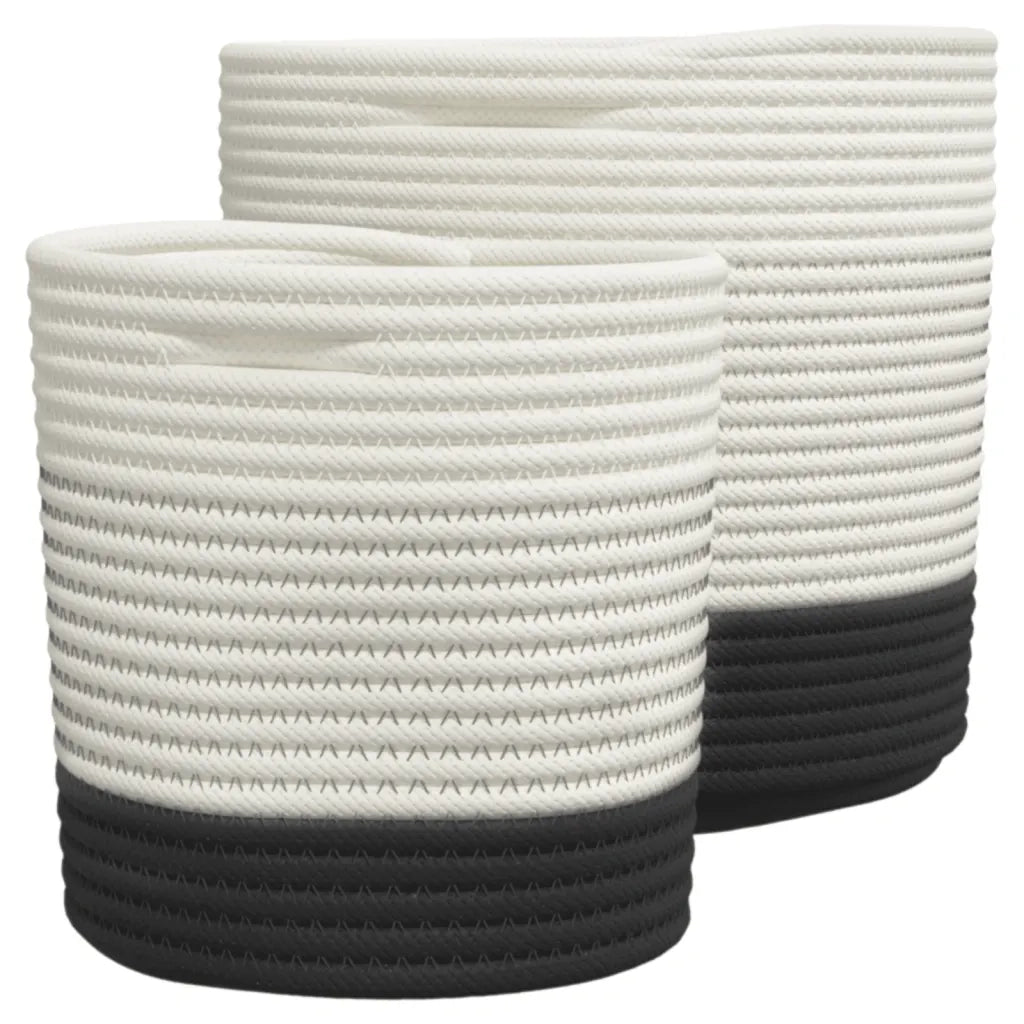 Cestini Portaoggetti 2 pz Bianco e Nero in Cotone CFW8605980