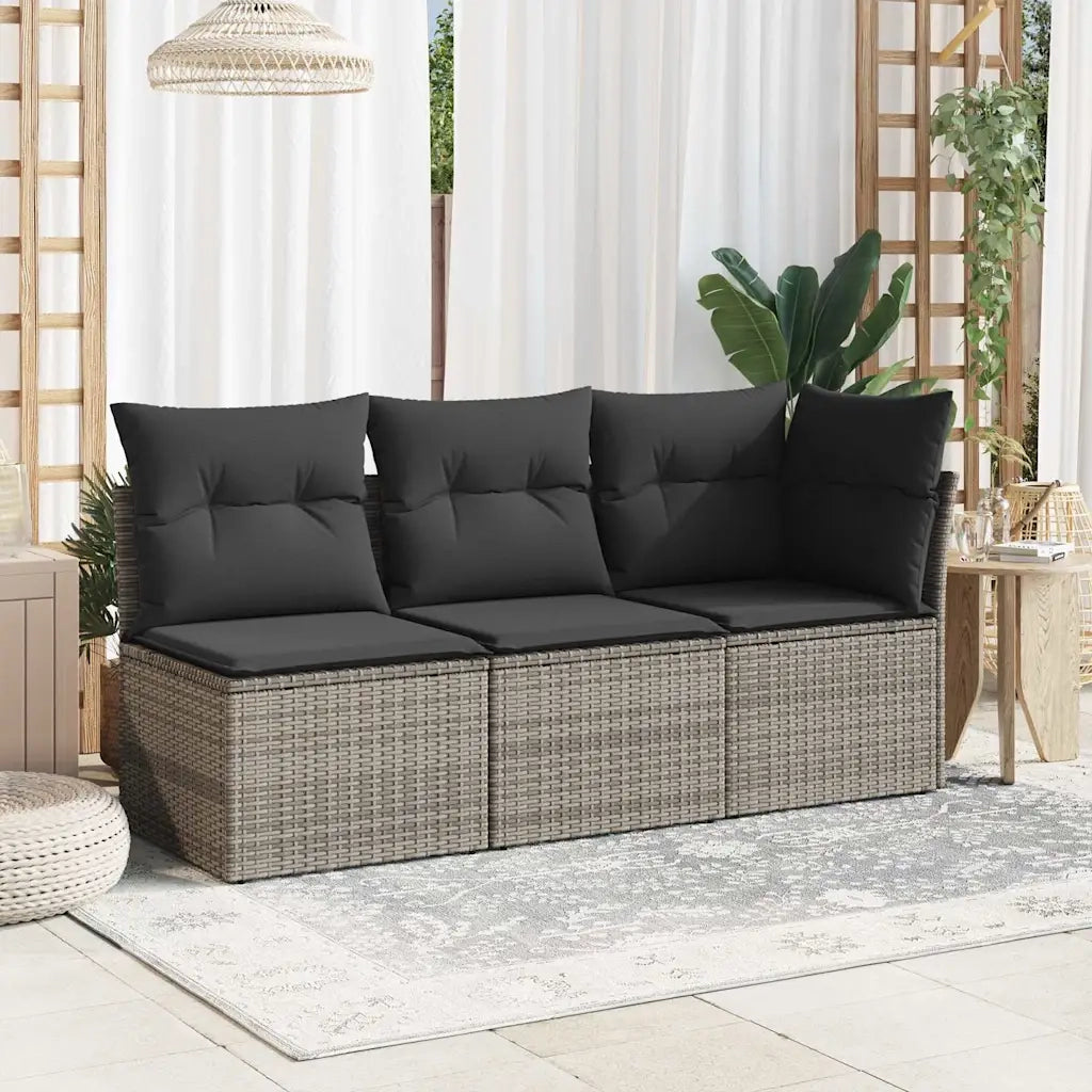 Sedia Giardino Senza Braccioli con Cuscini Grigio in Polyrattan CFW9707257