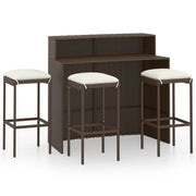 Set Bar da Giardino 4 pz | Set Salotto da Giardino con Cuscini Marrone