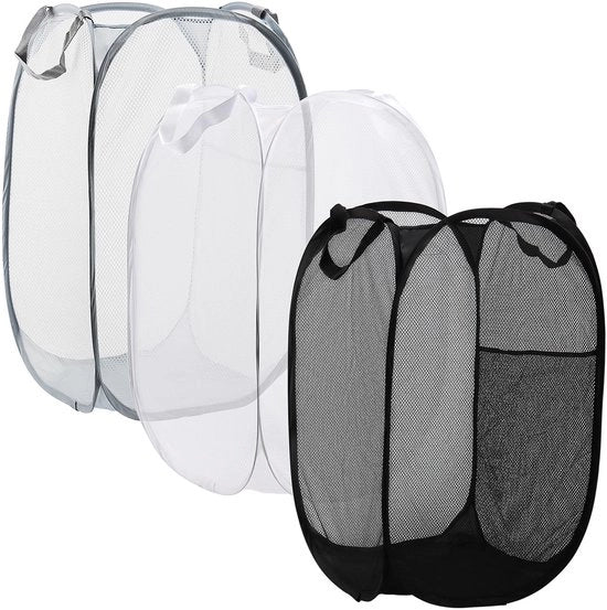 Porta stendardi 3 posti - Ripiegabile - Maniglie - Magazzino abbigliamento - Polyester/Staino - 36 x 36 x 58 cm - Contenitore per bucato