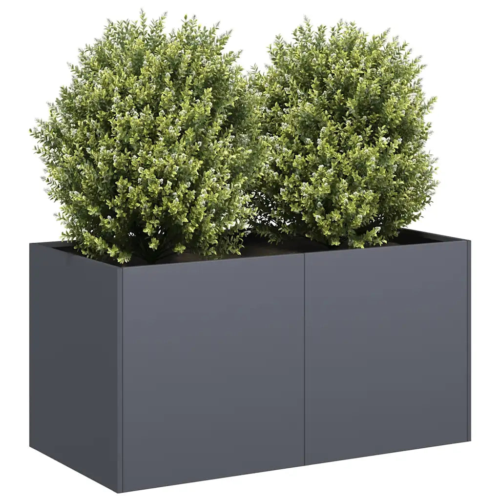 Fioriera-Vaso-Contenitore per Piante Antracite 80x40x40 cm in Acciaio Laminato a Freddo