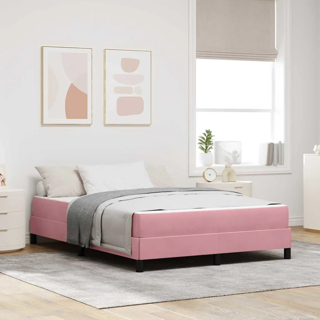 Letto a molle con materasso Rosa 160 x 200 cm Tessuto 3398706
