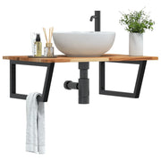 vidaXL Ripiano a Parete per Lavabo in Acciaio e Massello di Acacia