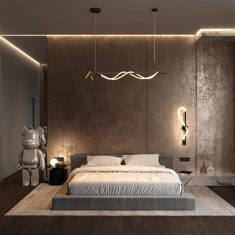 Maytoni Lampadario moderno Tau 1 luce LED integrato nero alluminio